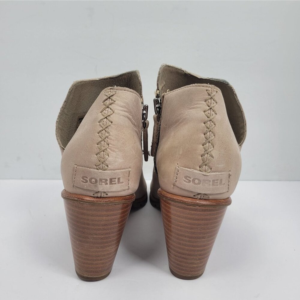 Sorel Nadia Women's Beige Peep Toe Ankle Boots US Size 9 - Picture 4 of 9